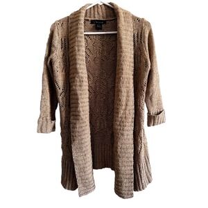 Venue NWOT WOMEN's SMALL Long Sleeve CROCHET BEIGE Cardigan Sweater SUMMERY‎